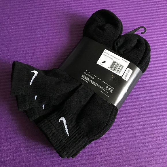 6 Pairs Nike Everyday Cotton Cushion Men 8-12 Large Ankle Socks Black DRI-FIT - Picture 4 of 5
